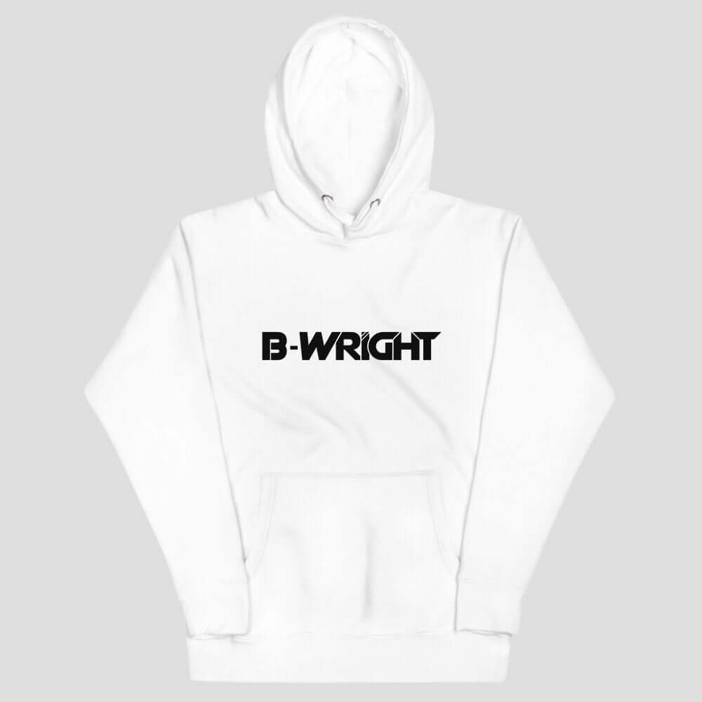 Unisex B-Wright Black Logo Hoodie White