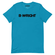 B-Wright Unisex Black Logo T Shirt Aqua Blue
