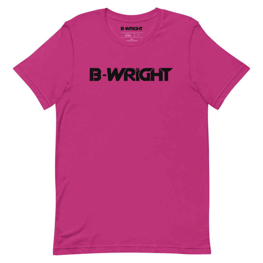 B-Wright Unisex Black Logo T Shirt Berry Pink