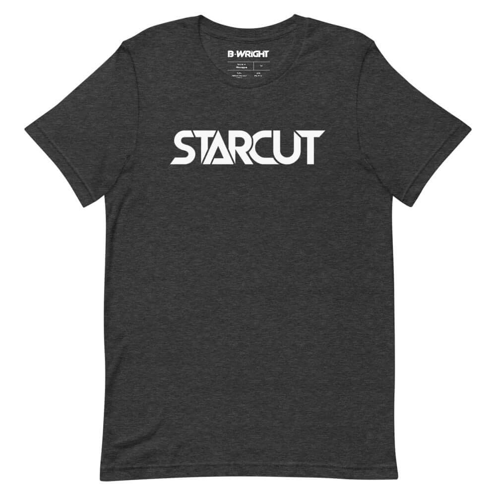 Starcut Unisex White Logo T Shirt Dark Heather Grey