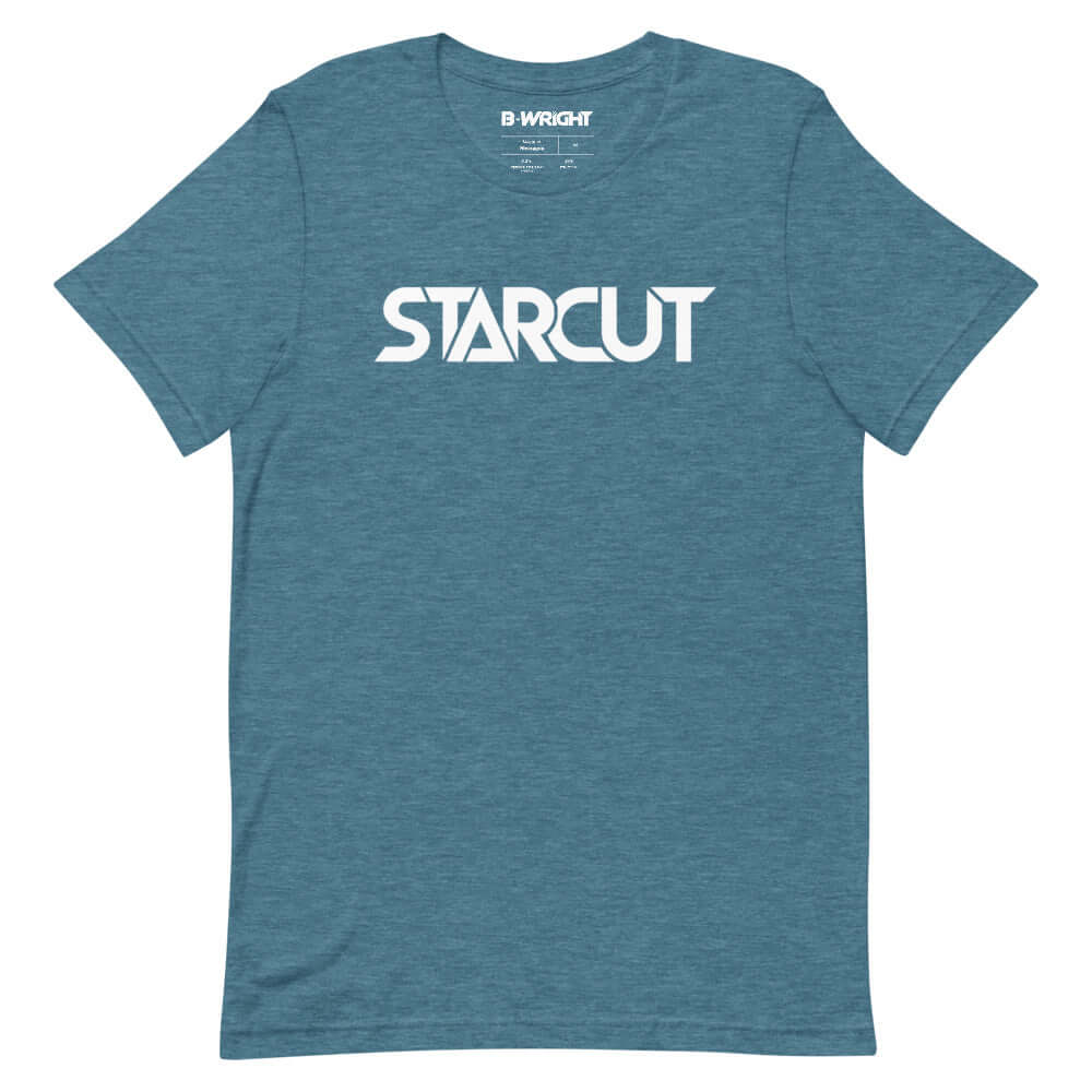 Starcut Unisex White Logo T Shirt Heather Deep Teal