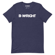 B-Wright Unisex White Logo T Shirt Heather Midnight Navy Purple