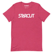Starcut Unisex White Logo T Shirt Heather Raspberry Pink