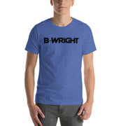 B-Wright Unisex Black Logo T Shirt Heather True Royal Blue Purple Model