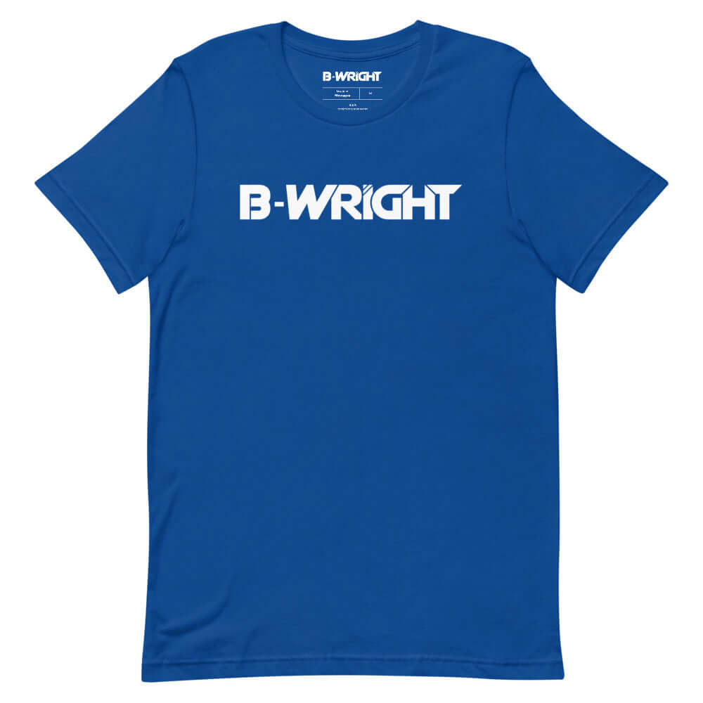 B-Wright Unisex White Logo T Shirt True Royal Blue
